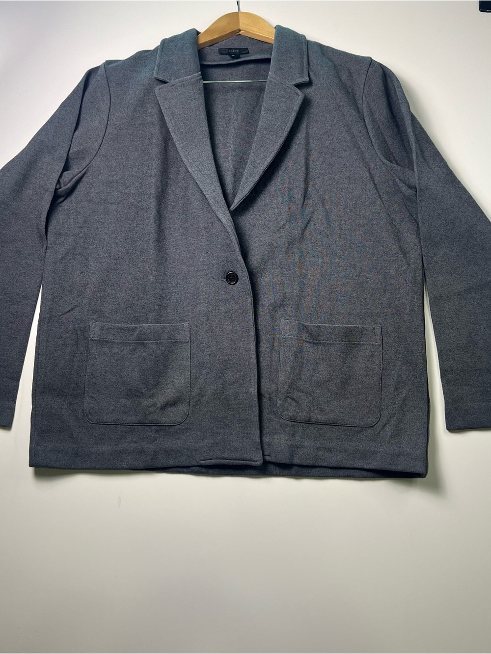 J.CREW Gray Button-Front Blazer Jacket XL Collared Pockets Long Sleeve Casual
